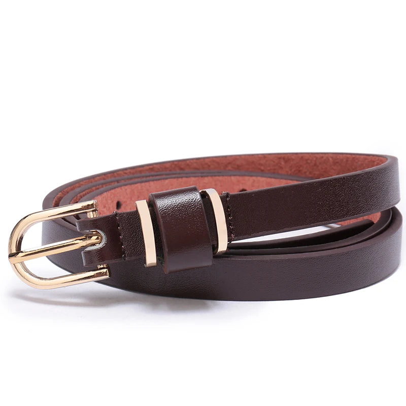Women's Skinny Leather Belt Solid Color Waist or Hips Ornament Girls 1.5cm Wide Leopard Waistband 10 Sizes to Choose From