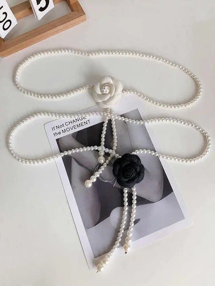 Camellia Pearl Waist Belt Women's Belt