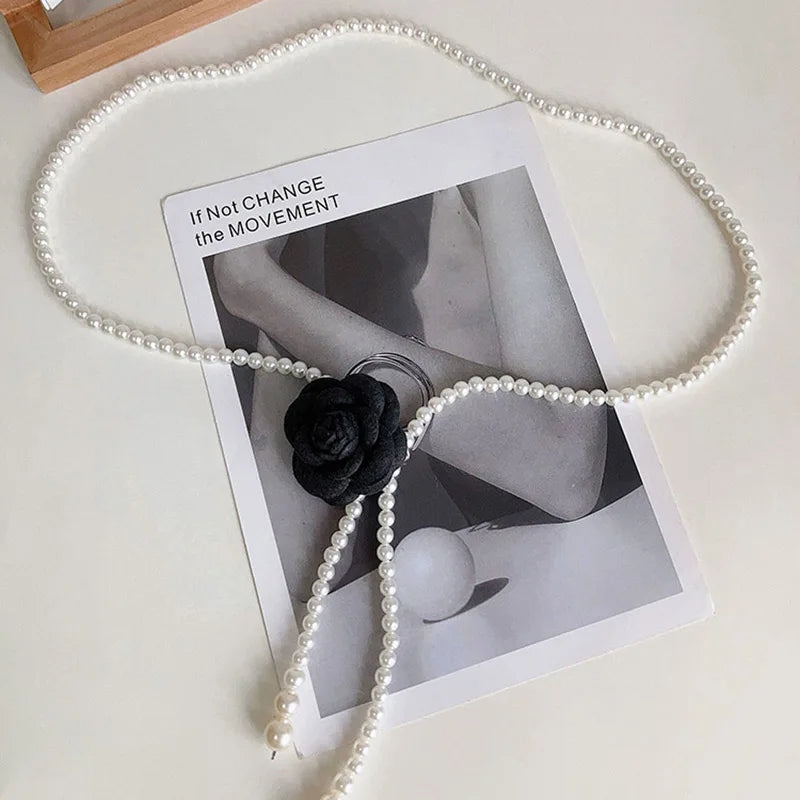 Camellia Pearl Waist Belt Women's Belt