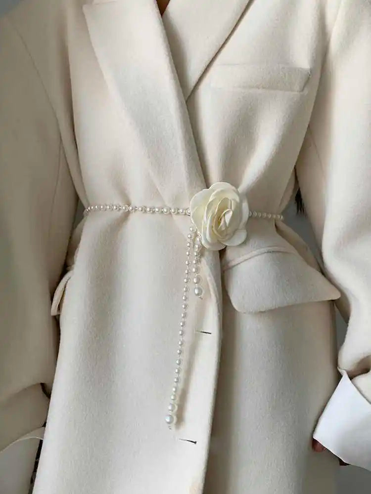 Camellia Pearl Waist Belt Women's Belt