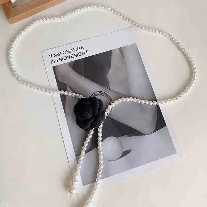 Camellia Pearl Waist Belt Women's Belt