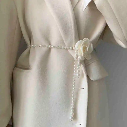 Camellia Pearl Waist Belt Women's Belt
