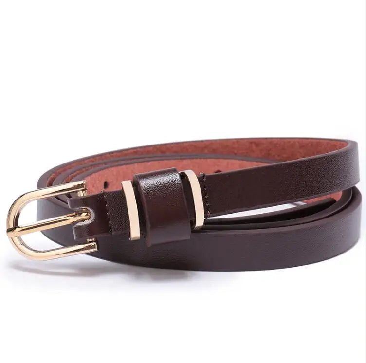 Women's Skinny Leather Belt Solid Color Waist or Hips Ornament Girls 1.5cm Wide Leopard Waistband 10 Sizes to Choose From