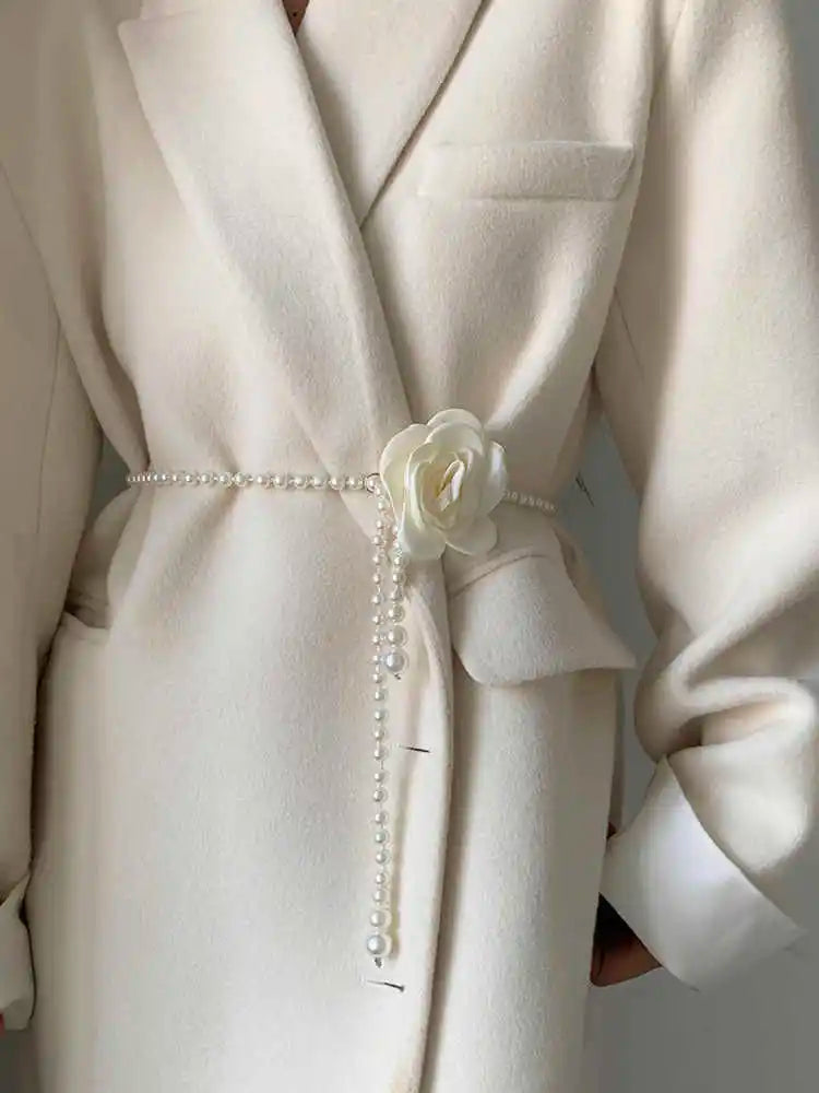 Camellia Pearl Waist Belt Women's Belt